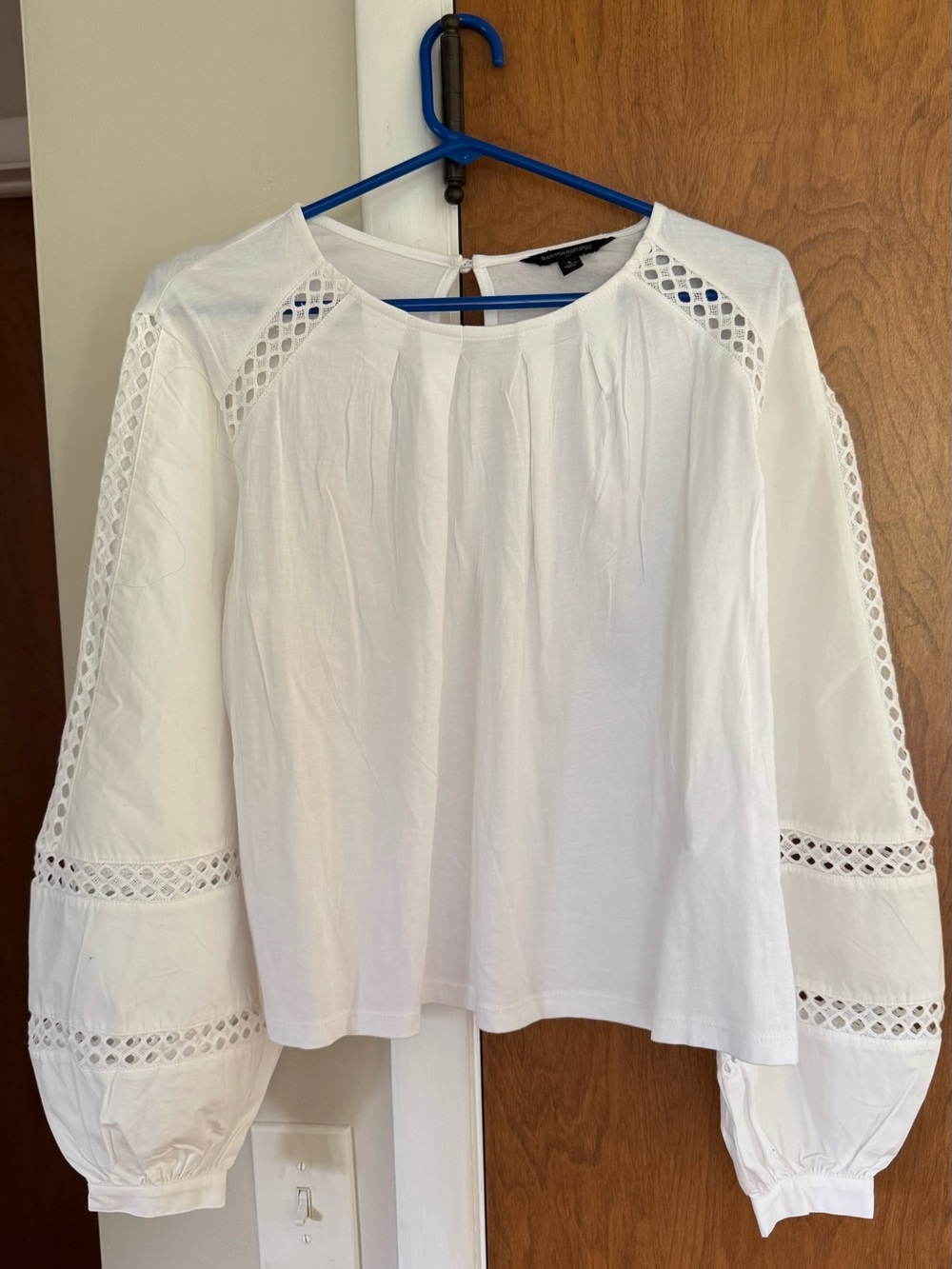 White Crochet-Trim Blouse